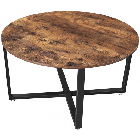 Soffbord Rund Industriell Vintage brun-svart 88 x 47 cm