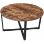 Soffbord Rund Industriell Vintage brun-svart 88 x 47 cm