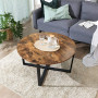 Soffbord Rund Industriell Vintage brun-svart 88 x 47 cm