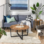 Soffbord Rund Industriell Vintage brun-svart 88 x 47 cm