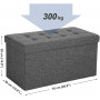 Sittbänk med förvaring grå tyg 76x38x38 cm