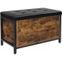 Sittbänk med Förvaring 80 x 40 cm Industriellstil, Skinn Dyna, Svart - Brun