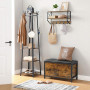 Sittbänk med Förvaring 80 x 40 cm Industriellstil, Skinn Dyna, Svart - Brun