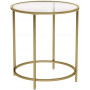 Rund Sidobord - Soffbord Glas - Guld - 50 cm
