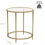 Rund Sidobord - Soffbord Glas - Guld - 50 cm