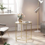 Rund Sidobord - Soffbord Glas - Guld - 50 cm