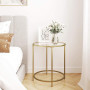 Rund Sidobord - Soffbord Glas - Guld - 50 cm