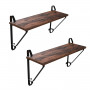 2-Pack Vägghyllor Retro 60x20 cm Vintage brun-svart