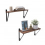 2-Pack Vägghyllor Retro 60x20 cm Vintage brun-svart