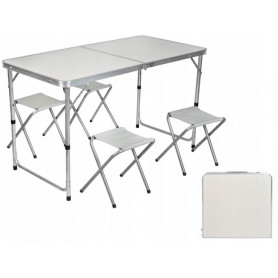 Camping Set – Fällbart Bord Med 4 Pallar, Portabel Picknickmöbel