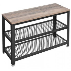 Skohylla med Sittbänk 73x30x45 cm Greige-svart