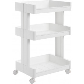 Rullvagn Med Hjul 3 Nivåer 45×32×70 Cm Vit PP Plast Med Broms Hjul ...