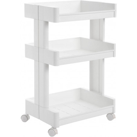 Rullvagn Med Hjul 3 Nivåer 45×32×70 Cm Vit PP Plast Med Broms Hjul ...
