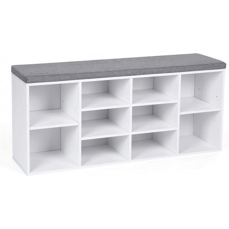 Sittbänk Med Skoförvaring - 104 x 30 x 48 cm vit/grå