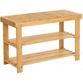 Bambu Sittbänk Med 2 Hyllor 70 x 28 x 45 cm