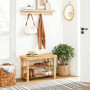 Bambu Sittbänk Med 2 Hyllor 70 x 28 x 45 cm