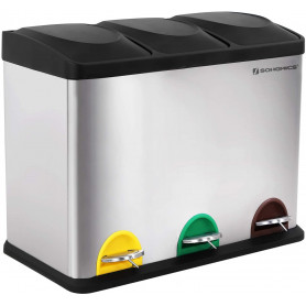 Miljövänlig Sorteringskärl - Pedalhink med 3 fack - Återvinningskor...