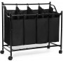 Tvättkorg - Tvättvagn Med 4 Avtagbara Tygpåsar 4 x 35L - Svart