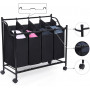 Tvättkorg - Tvättvagn Med 4 Avtagbara Tygpåsar 4 x 35L - Svart