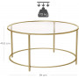 Rund Soffbord Glas - Guld - 84 cm