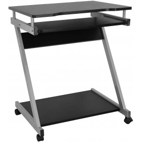 Rullbart dator skrivbord med utdragbar hylla 60 x 48 x 73 cm Svart