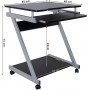 Rullbart dator skrivbord med utdragbar hylla 60 x 48 x 73 cm Svart