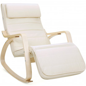 Avslappnande Gungstol Med Justerbar Fotstöd, Beige / Ek