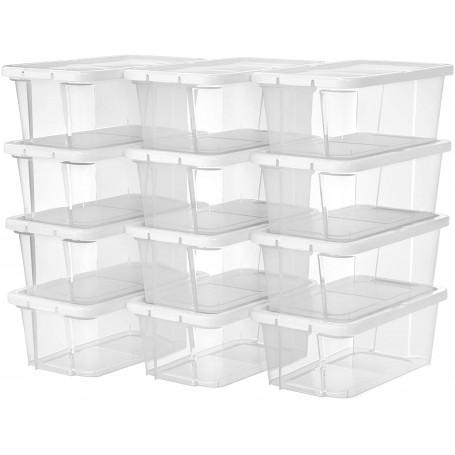 12-pack Förvaringslådor Med Lock För Skor / Små Saker - Transparent