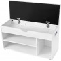 Sittbänk med Skohylla 80x30x44 cm Skinn Dyna, Förvaringsutrymme - vit