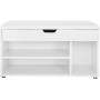 Sittbänk med Skohylla 80x30x44 cm Skinn Dyna, Förvaringsutrymme - vit