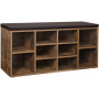 Sittbänk Med 10 Skofack, Dyna 104 x 30 x 48 cm Vintage brun