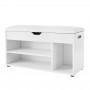Sittbänk med Skohylla 80x30x44 cm Skinn Dyna, Förvaringsutrymme - vit