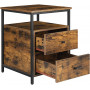 Sängbord  - Sidobord Med 2 Lådor Industriell Design - Vintage brun-svart