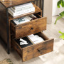 Sängbord  - Sidobord Med 2 Lådor Industriell Design - Vintage brun-svart