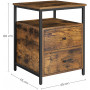 Sängbord  - Sidobord Med 2 Lådor Industriell Design - Vintage brun-svart