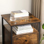 Sängbord  - Sidobord Med 2 Lådor Industriell Design - Vintage brun-svart