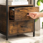 Sängbord  - Sidobord Med 2 Lådor Industriell Design - Vintage brun-svart