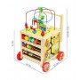 6in1 gå-vagn i trä med multifunktionell lärande kub