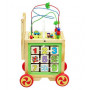 6in1 gå-vagn i trä med multifunktionell lärande kub