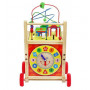 6in1 gå-vagn i trä med multifunktionell lärande kub