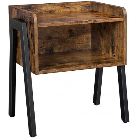Sidobord - Sängbord Med Öppet Fack Vintage brun-svart