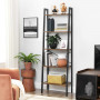 Steghylla Industriell Design 56 x 172 x 34 cm Bokhylla Med 5 Hyllplan