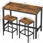 Barbord Med 2 Pall Stolar - Barmöbel Set Vintage brun-svart
