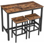 Barbord Med 2 Pall Stolar - Barmöbel Set Vintage brun-svart