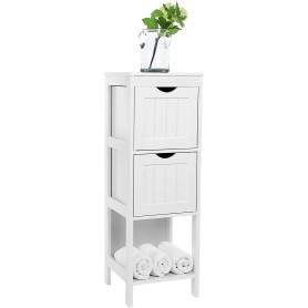 Torn Förvaringsskåp 30 x 30 x 89 cm Med Två Flexibla Lådor, Fack - Vit