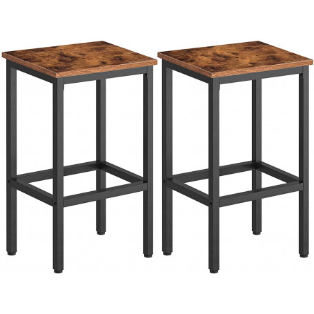 Barstol Set 2 st 40 x 30 x 65 cm  Barpallar Vintage brun-svart
