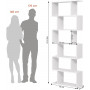 Bokhylla 6-våningar - Rumsavdelare - Vit 70 x 24 x 190,5 cm