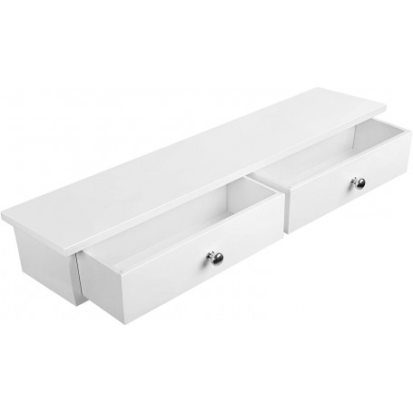 Vägghylla med 2 Lådor Vit 65 x 15 x 10 cm