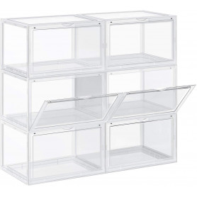 x6 Stapelbara Förvaringslådor med Dörr à 36 x 28 x 22 cm Transparent