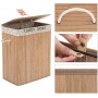XXL Bambu Tvättkorg 2 fack / förvaring 100 L 52 x 32 x 63 cm